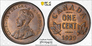 1929 Canada Small Cent PCGS MS65RB Lot#G039 Gem BU!