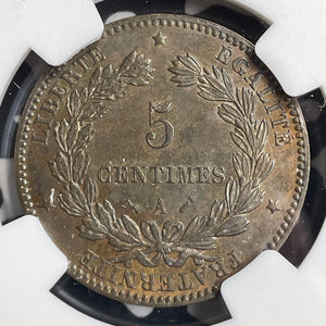 1881-A France 5 Centimes NGC MS62BN Lot#G9578 Nice UNC!