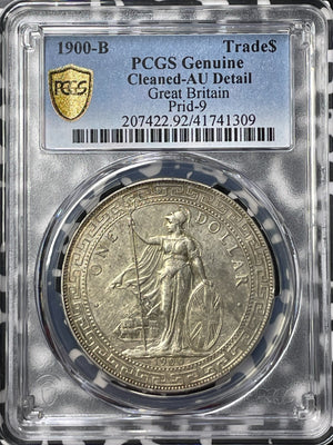 1900-B G.B./H.K. $1 Trade Dollar PCGS Cleaned-AU Detail Lot#MK101 Silver! Prid-9