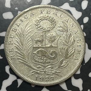 1927 Peru 1/2 Sol Half Sol Lot#T1711 Silver!