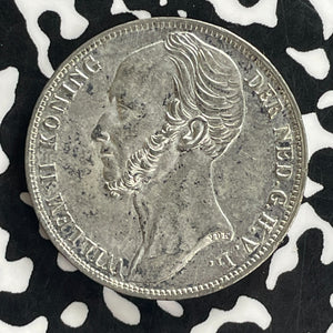 1848 Netherlands 1 Gulden Lot#JM0076 Silver! High Grade! Beautiful!