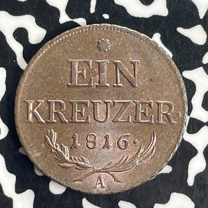 1816-A Austria 1 Kreuzer Lot#T8385 High Grade! Beautiful!