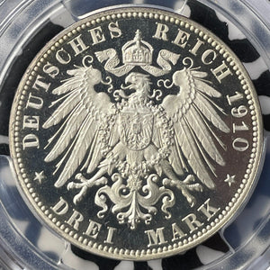 1910-E Germany Saxony 3 Mark PCGS PR62 Lot#G9411 Silver! Proof! J-135