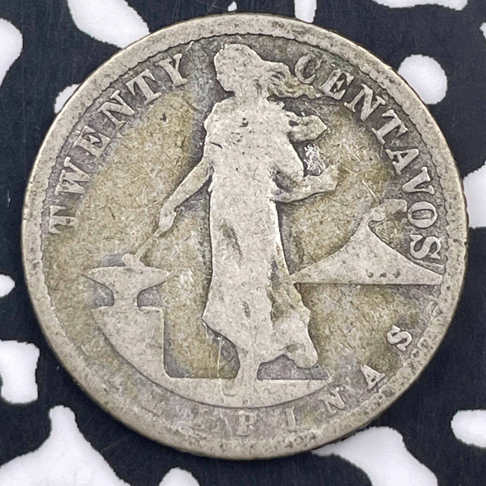 1910-S U.S. Philippines 20 Centavos Lot#F1959 Silver!