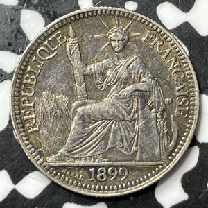 1899-A French Indo-China 10 Cents Lot#D7190 Silver! Nice!