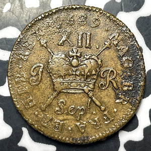 1689-Sep Ireland James II Gunmoney 1 Shilling Lot#JM8333 High Grade! Beautiful!