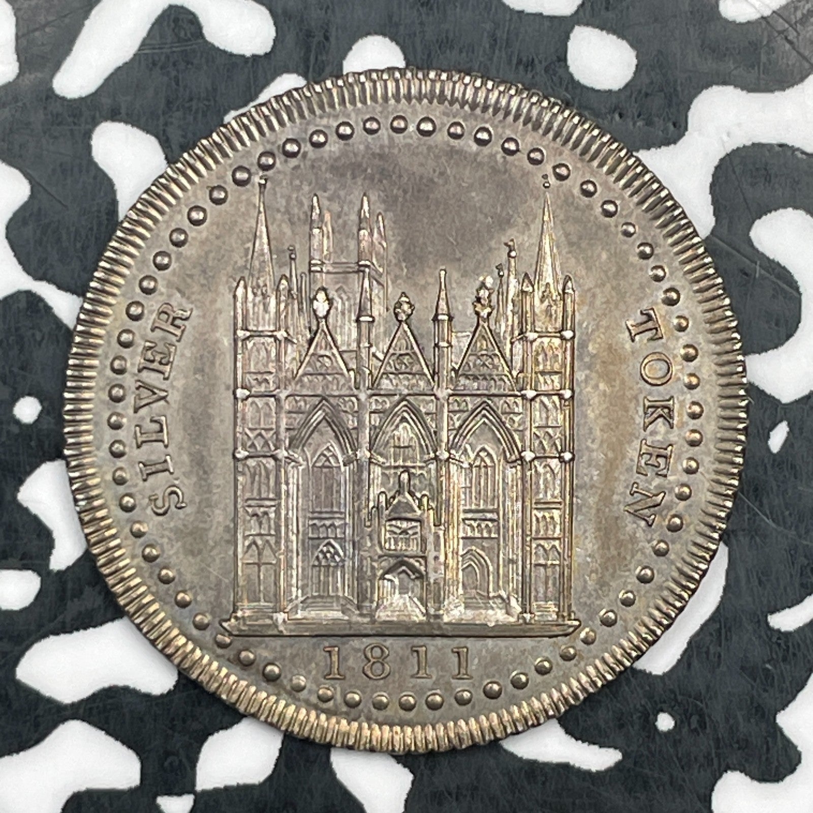 1811 G.B. Peterborough 18 Pence Token Lot#JM1710 Silver! High Grade! Beautiful!