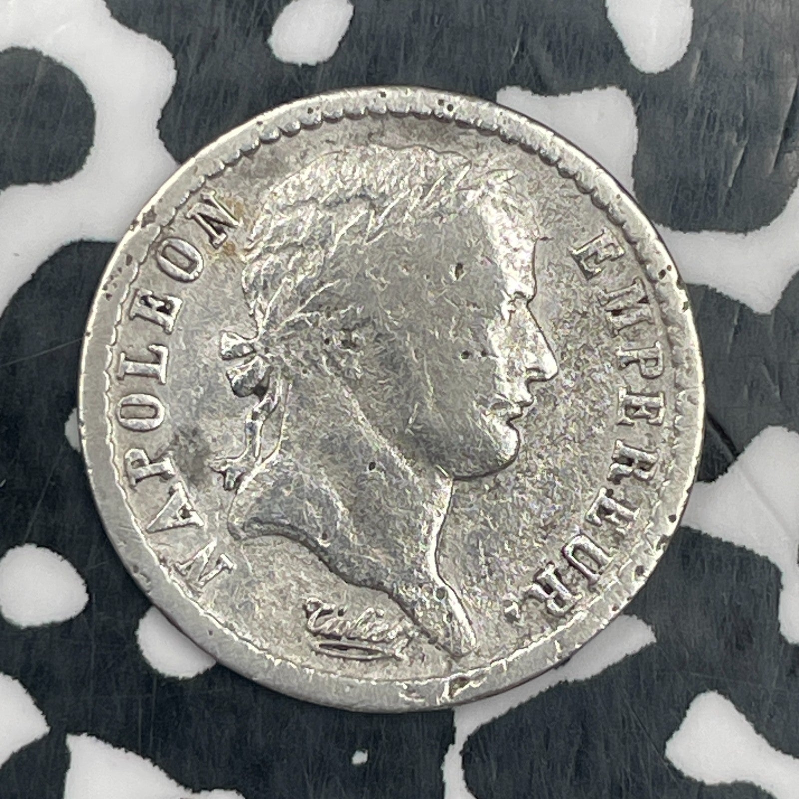 1808-A France 1/2 Franc Half Franc Lot#N3149 Silver! Napoleon, Old Cleaning