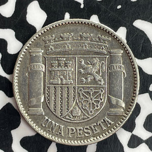 1933 Spain 1 Peseta Lot#C1032 Silver!