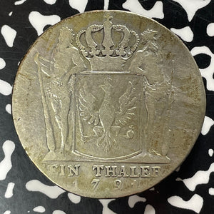 1791 Germany Prussia 1 Thaler Lot#JM9375 Large Silver!