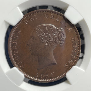 1854 New Brunswick 1/2 Penny Token NGC PR63BN Lot#G953 Proof! Scarce! NB#1B