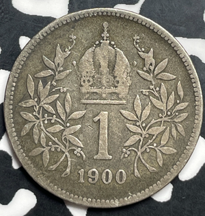 1900 Austria 1 Corona Lot#T9826 Silver!