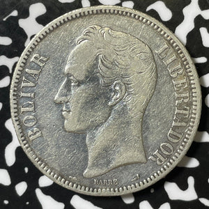 1905 Venezuela 5 Bolivares Lot#E4856 Large Silver Coin!