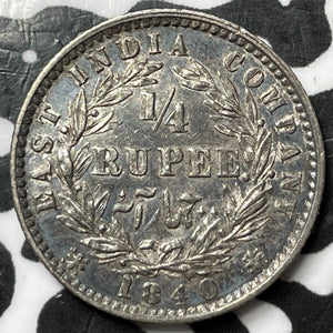 1840 India 1/4 Rupee Lot#D7318 Silver! Nice!