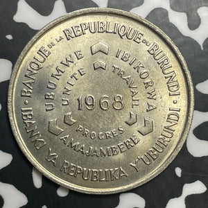 1968 Burundi 10 Francs Lot#E9069 High Grade! Beautiful!