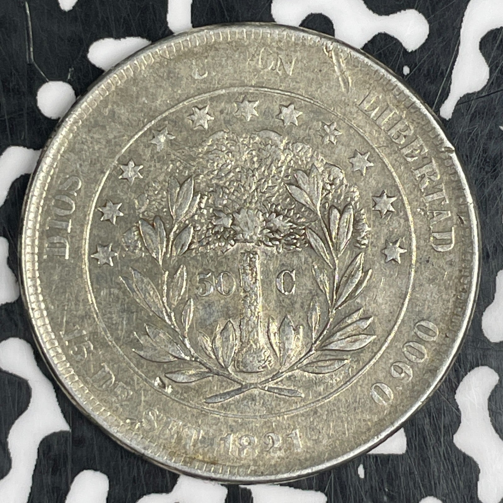 1871 Honduras 50 Centavos Lot#JM0627 Silver! Nice! Scarce!