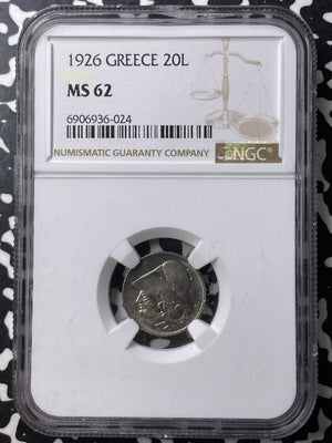 1926 Greece 20 Lepta NGC MS62 Lot#G8721 Nice UNC!