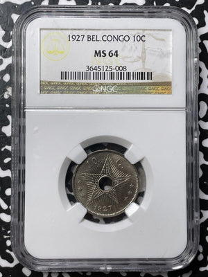 1927 Belgian Congo 10 Centimes NGC MS64 Lot#G8277 Choice UNC!