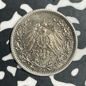1918-A Germany 1/2 Mark Half Mark Lot#T3756 Silver! High Grade! Beautiful!