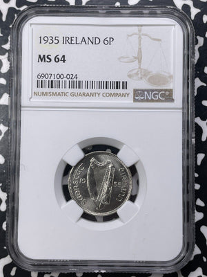 1935 Ireland 6 Pence Sixpence NGC MS64 Lot#G8956 Choice UNC!