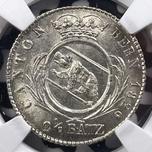 1826 Switzerland Bern 2 1/2 Batzen NGC MS66 Lot#G9104 Silver! Gem BU!