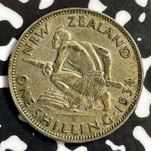 1934 New Zealand 1 Shilling Lot#E3589 Silver!