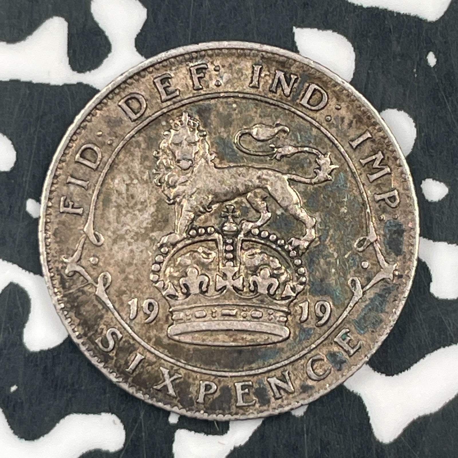 1919 Great Britain 6 Pence Sixpence Lot#F5626 Silver!