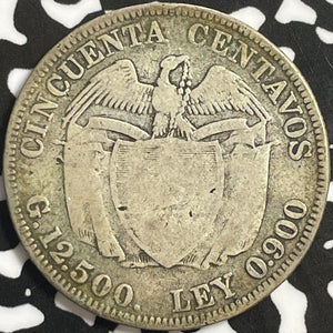 1912 Colombia 50 Centavos Lot#E0245 Silver!