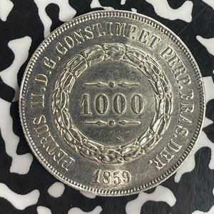 1859 Brazil 1000 Reis Lot#T8180 Silver! High Grade! Beautiful!