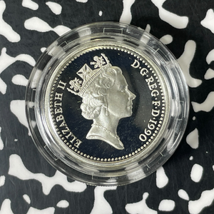 1990 Great Britain £1 Pound Lot#B2554 Silver! Proof! W/ Box & C.O.A.