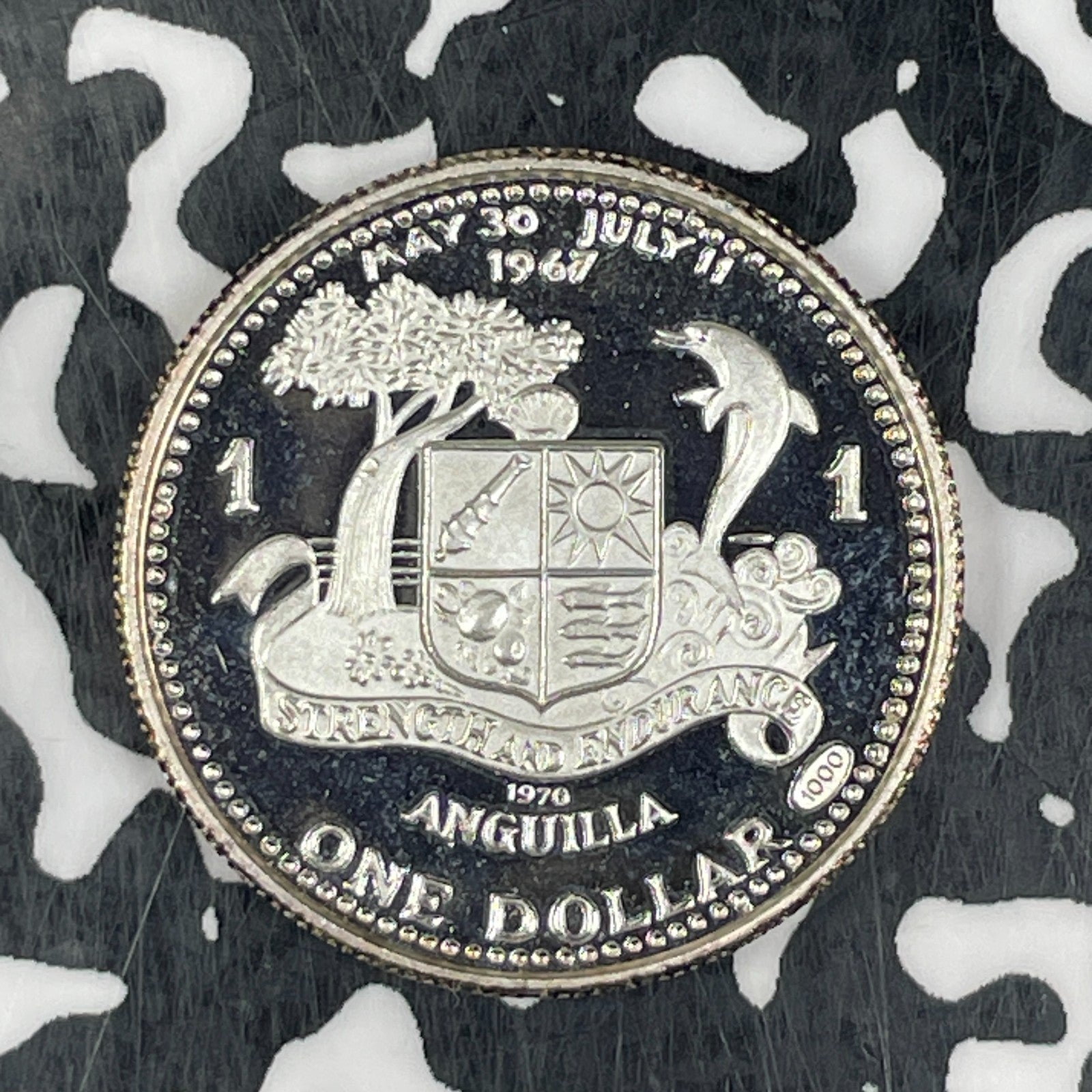1970 Anguilla $1 Dollar Lot#JM0718 Silver! Proof!