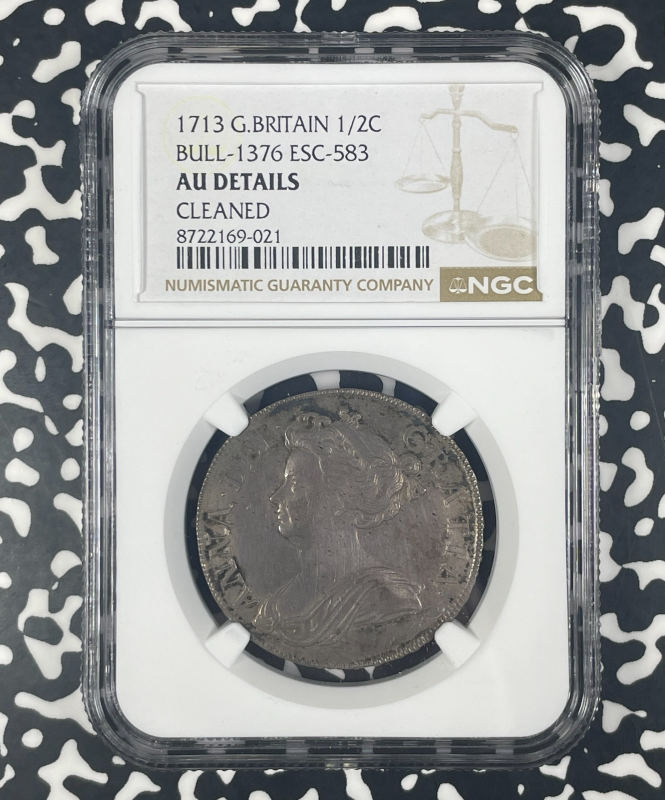 1713 G.B. Queen Anne 1/2 Crown NGC Cleaned-AU Details Lot#G1780 Silver!