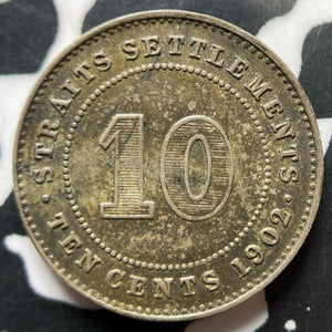 1902 Straits Settlements 10 Cents Lot#JM8991 Silver! Nice! Key Date!