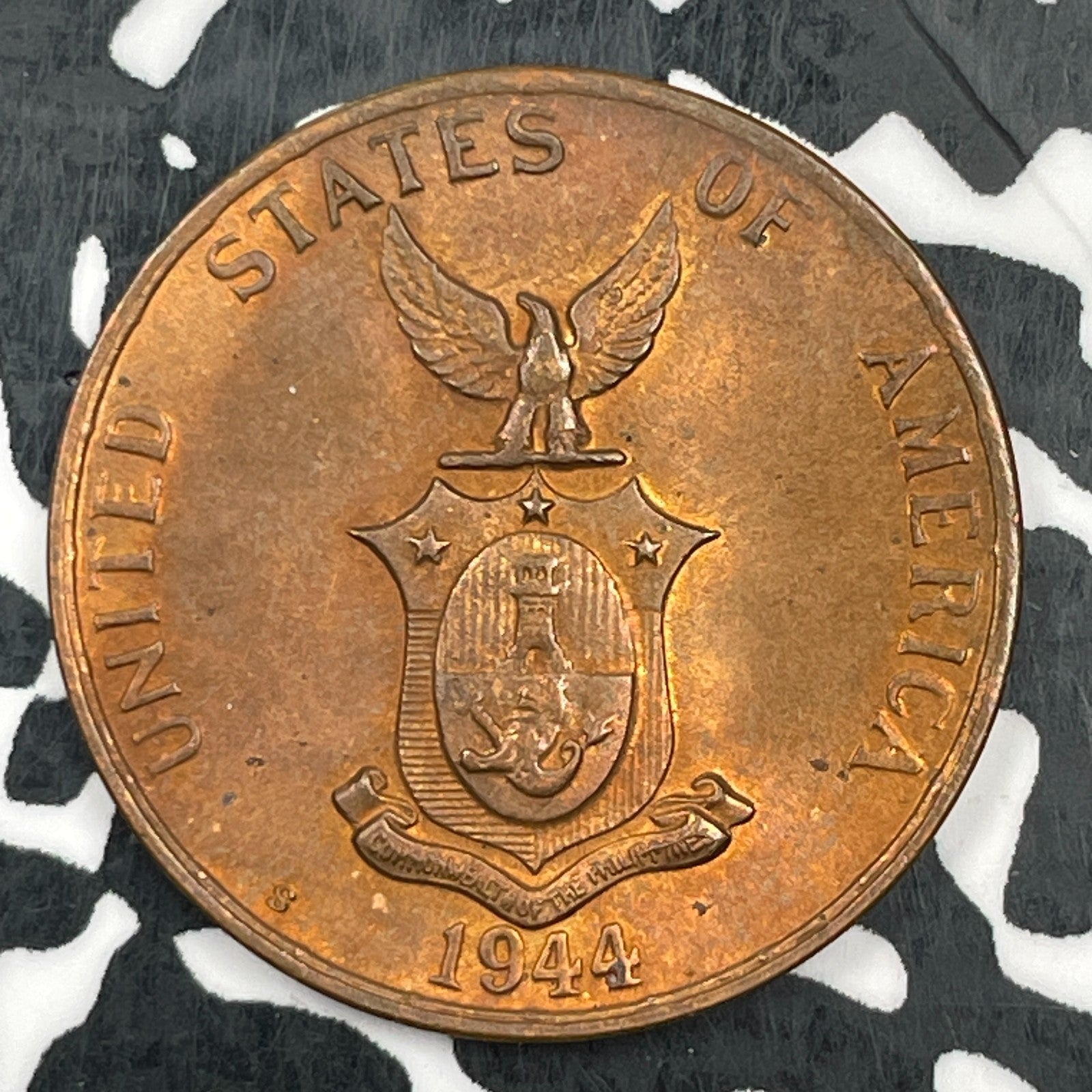 1944-S U.S. Philippines 1 Centavo Lot#F8571 High Grade! Beautiful!