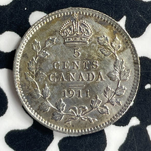 1911 Canada 5 Cents Lot#T7008 Silver! High Grade! Beautiful!