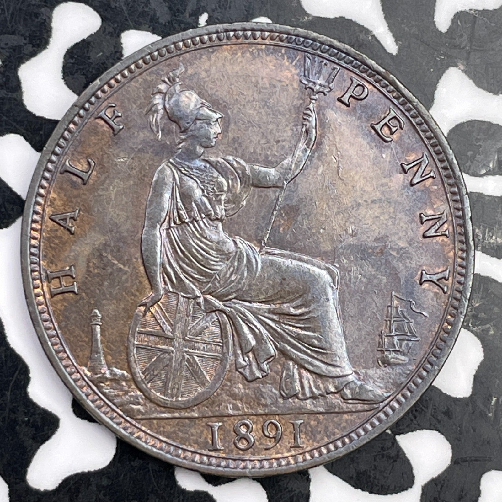 1891 Great Britain 1/2 Penny Half Penny Lot#F3390 Nice!
