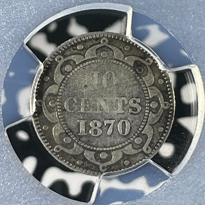 1870 Newfoundland 10 Cents PCGS VF20 Lot#G152 Silver! Key Date! ND2