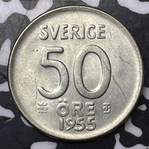 1955 Sweden 50 Ore Lot#T3865 High Grade! Beautiful!