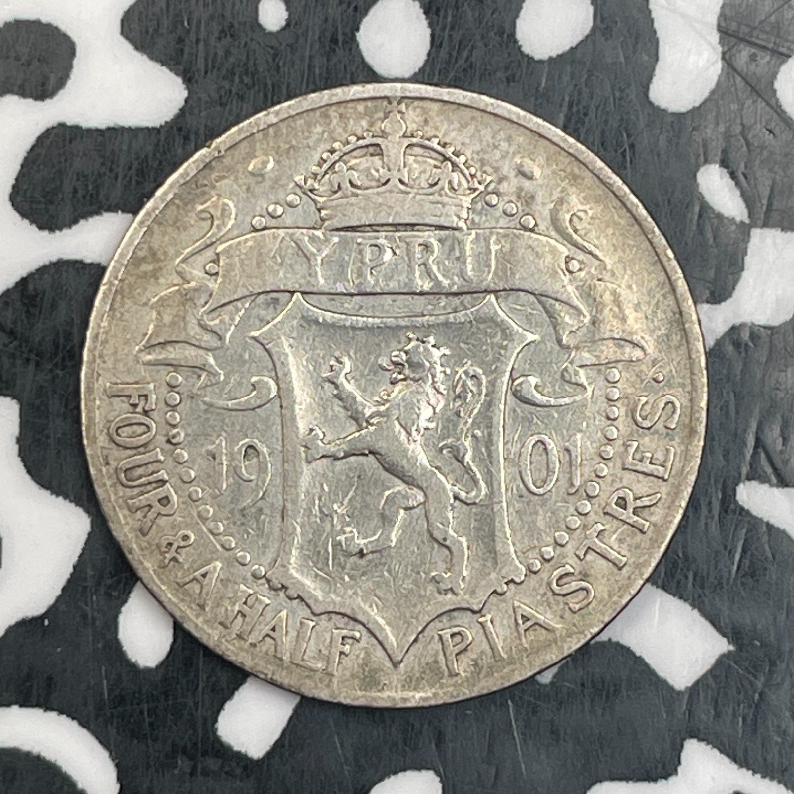 1901 Cyprus 4 1/2 Piastres Lot#N0159 Silver!