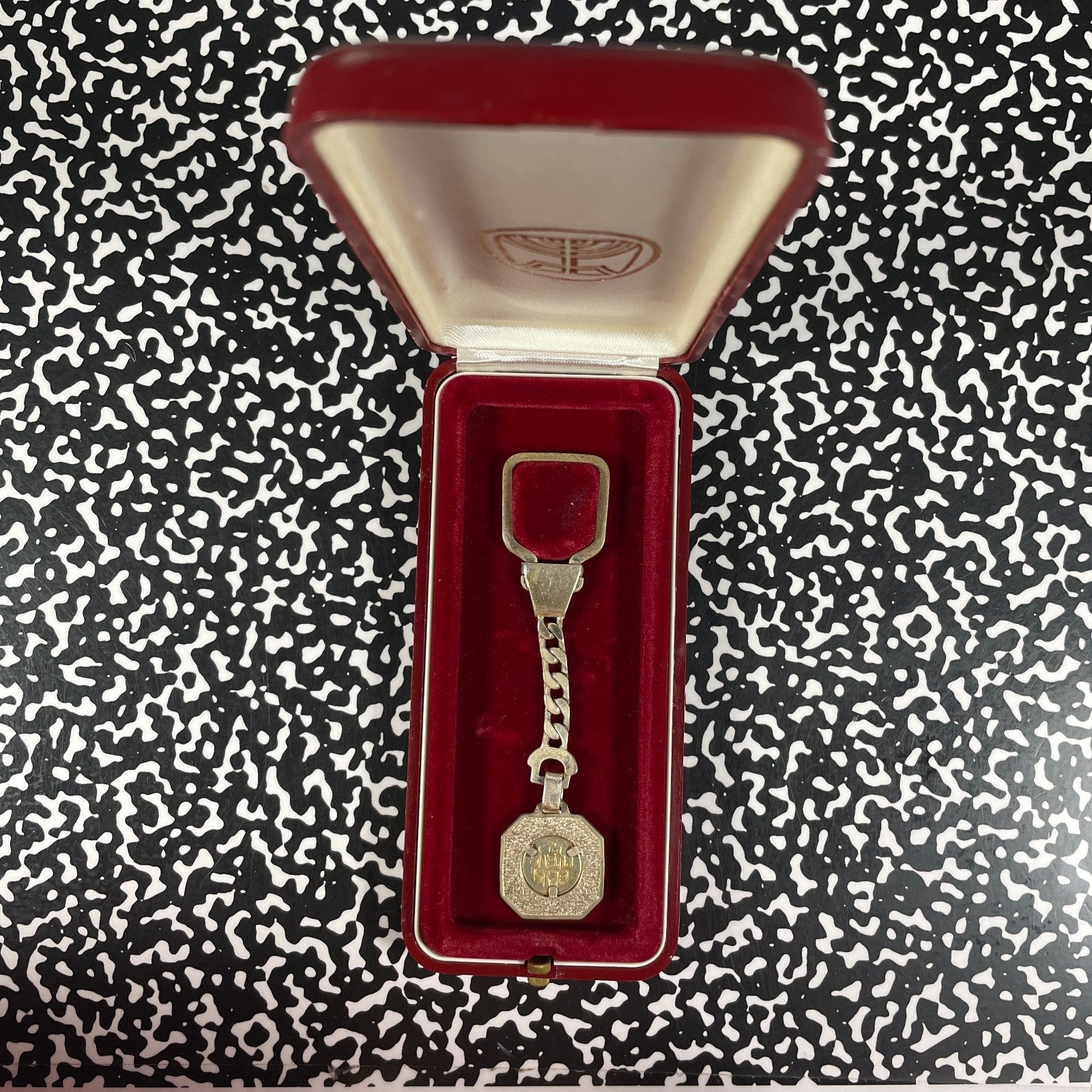 Israel Shema Keychain Lot#B3086 Gold! With Case & C.O.A.