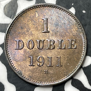 1911-H Guernsey 1 Double Lot#E8821 High Grade! Beautiful!
