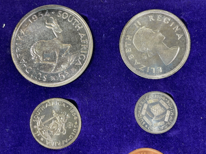 1954 South Africa 9x Coin Proof Set Lot#B2563 Including Silver! Original Box