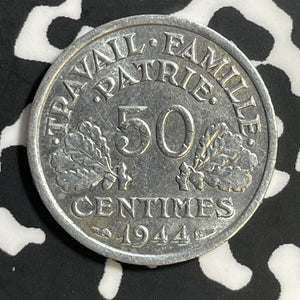 1944-B France 50 Centimes Lot#E6952 High Grade! Beautiful!