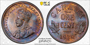 1928 Canada Small Cent PCGS MS64BN Lot#G998 Choice UNC! Beautiful Toning!