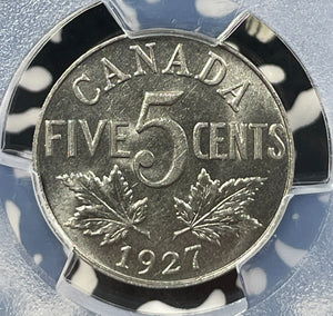 1927 Canada 5 Cents PCGS MS63 Lot#G044 Choice UNC!