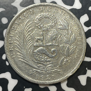 1928 Peru 1/2 Sol Half Sol Lot#T1714 Silver!