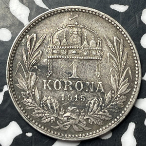 1915 Austria 1 Corona Lot#E8270 Silver!