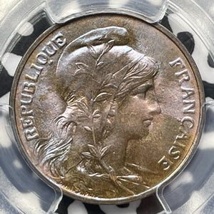 1907 France 5 Centimes PCGS MS63BN Lot#G8134 Choice UNC! Gad-165, F-119