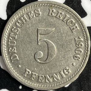 1906-D Germany 5 Pfennig Lot#D8233