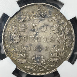 1872-H Canada 50 Cents NGC AU55 Lot#G8853 Silver!